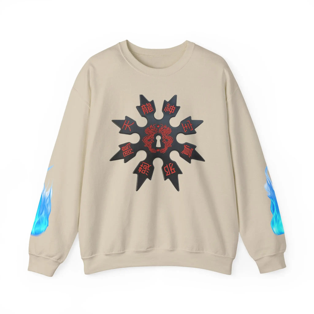 Anime Titan Graphic Sweatshirt — Blue Flame Sleeve Crewneck Printify