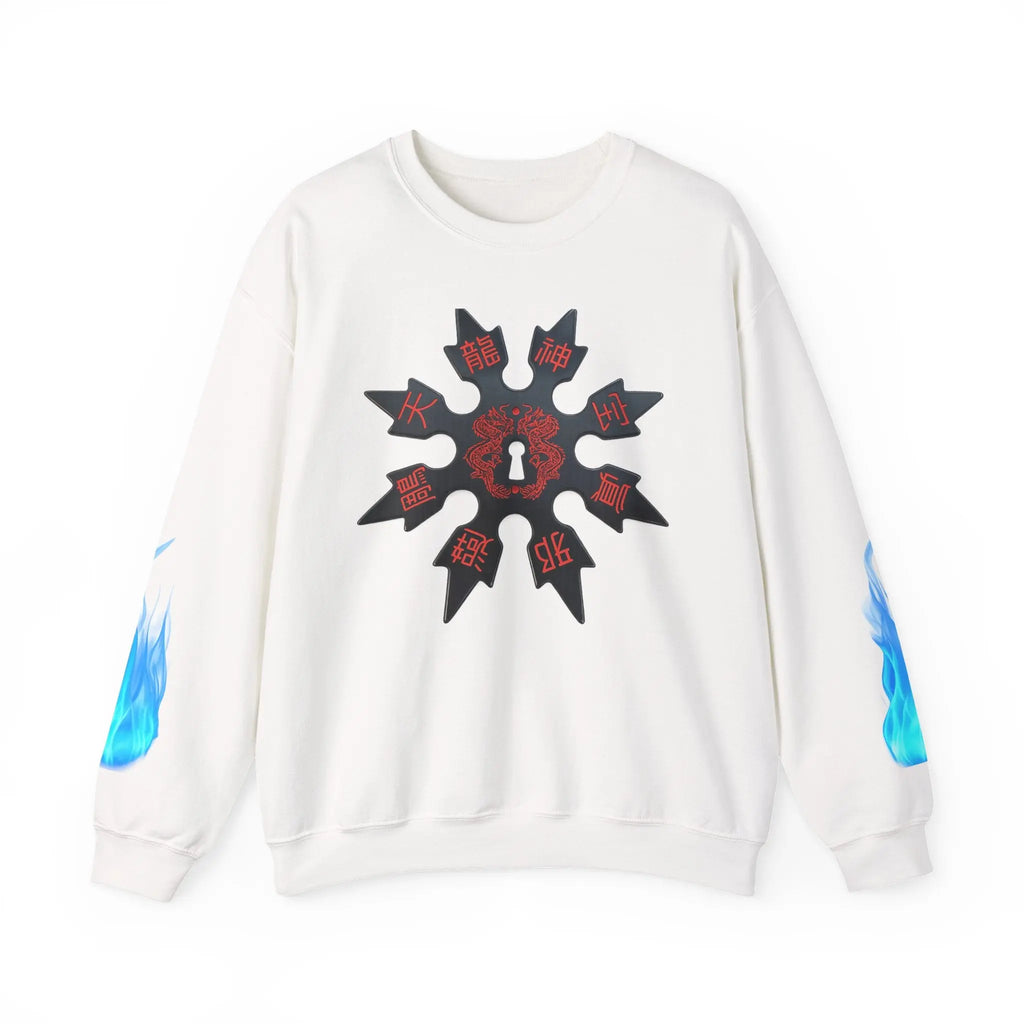 Anime Titan Graphic Sweatshirt — Blue Flame Sleeve Crewneck Printify