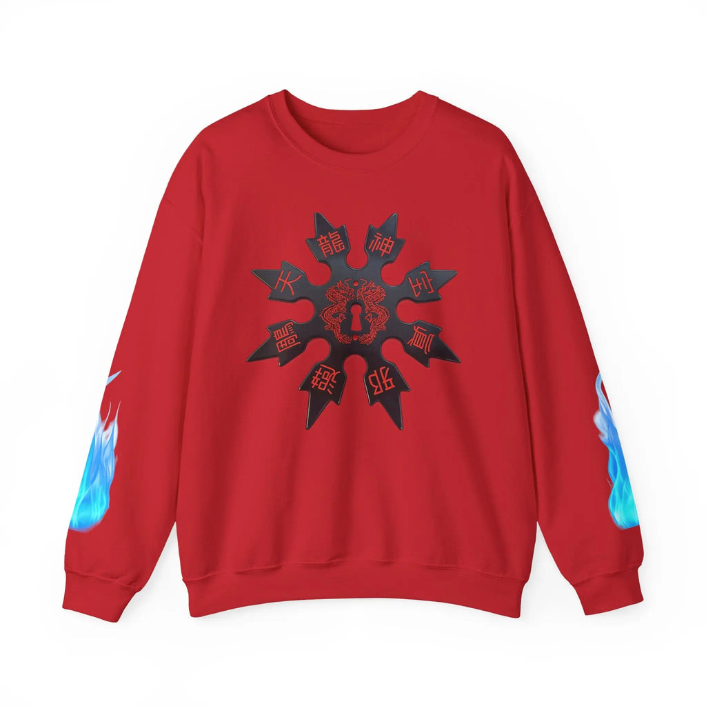 Anime Titan Graphic Sweatshirt — Blue Flame Sleeve Crewneck Printify