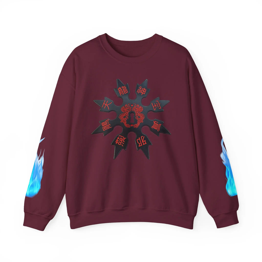 Anime Titan Graphic Sweatshirt — Blue Flame Sleeve Crewneck Printify