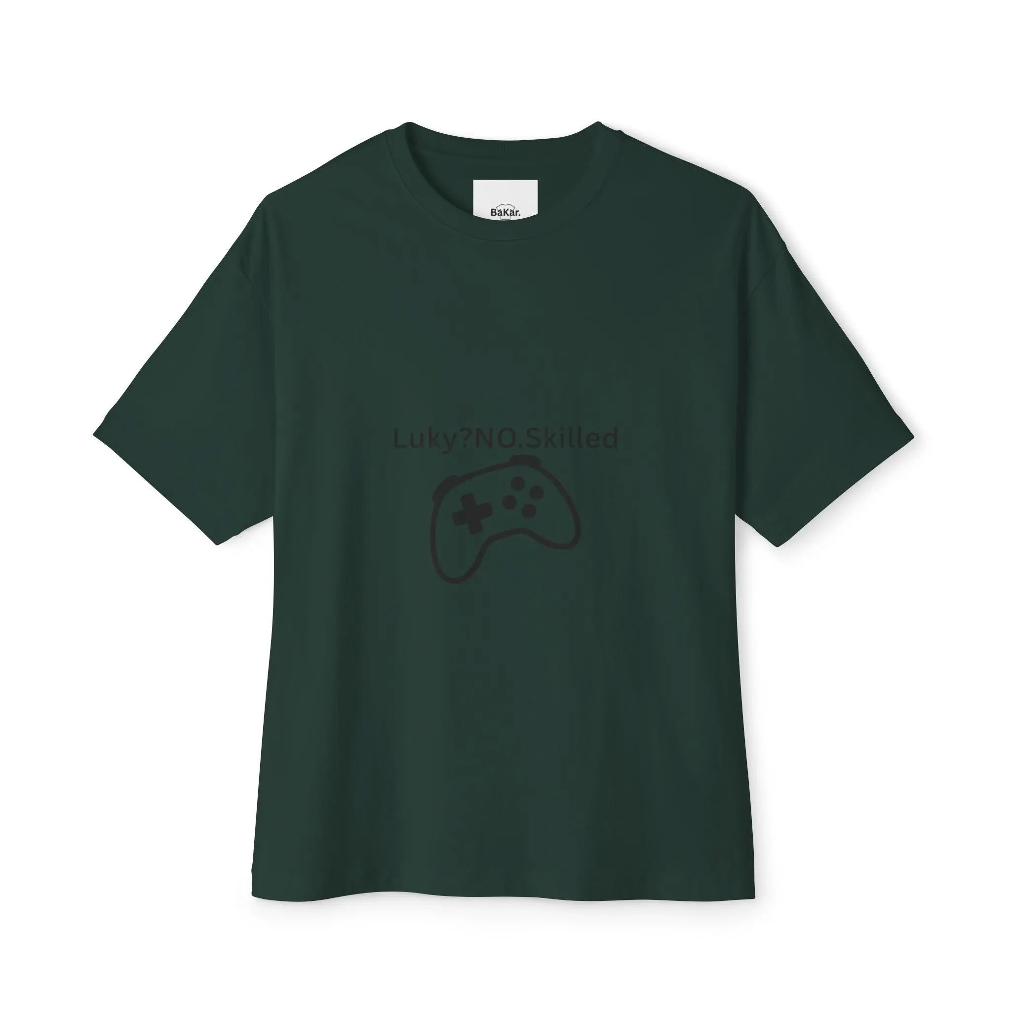 Gaming Controller Tee - "Luky? NO. Skilled" Oversized Boxy T-Shirt Printify