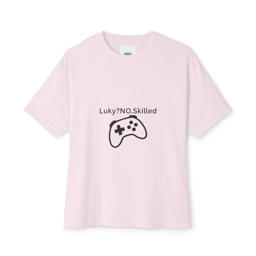 Gaming Controller Tee - "Luky? NO. Skilled" Oversized Boxy T-Shirt Printify
