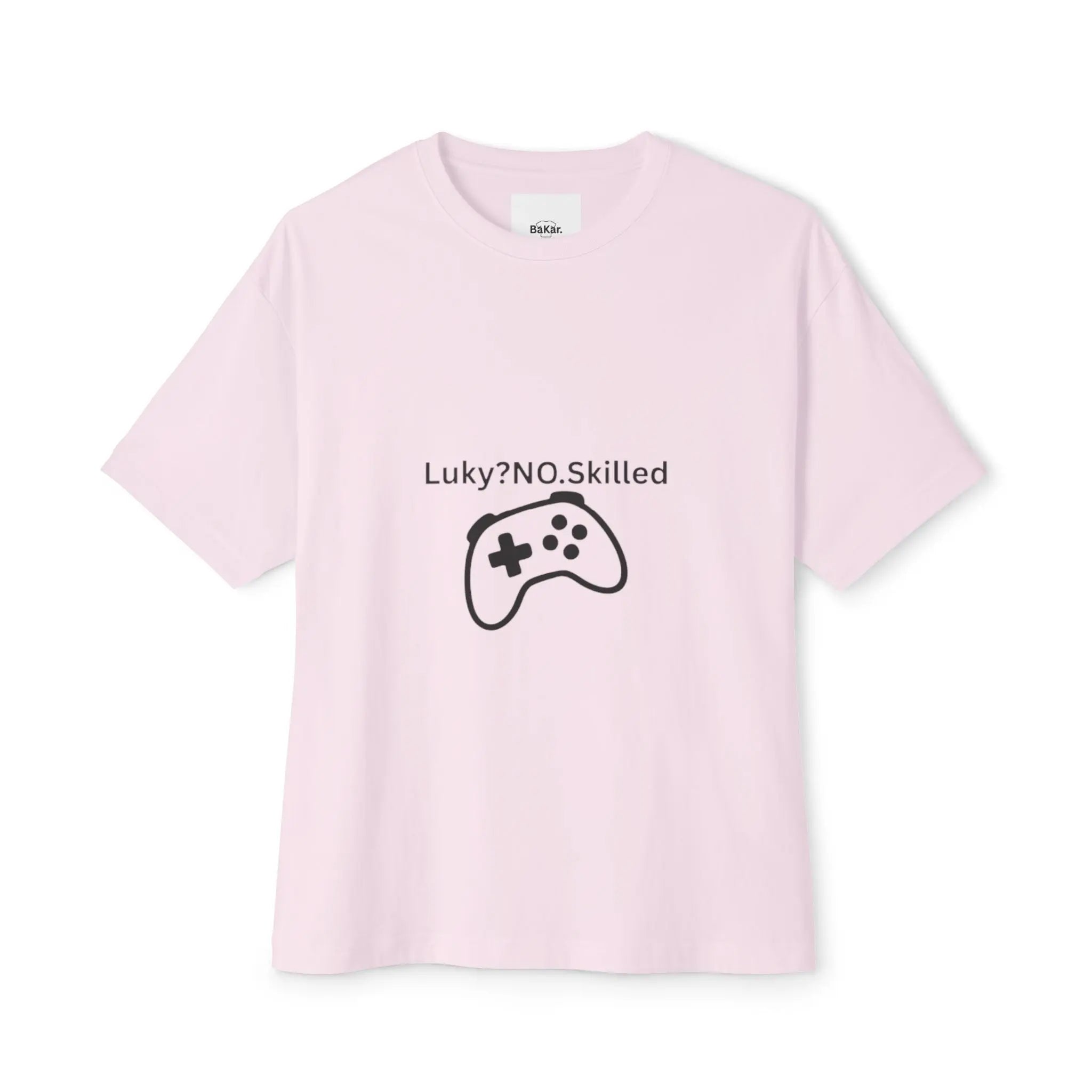 Gaming Controller Tee - "Luky? NO. Skilled" Oversized Boxy T-Shirt Printify