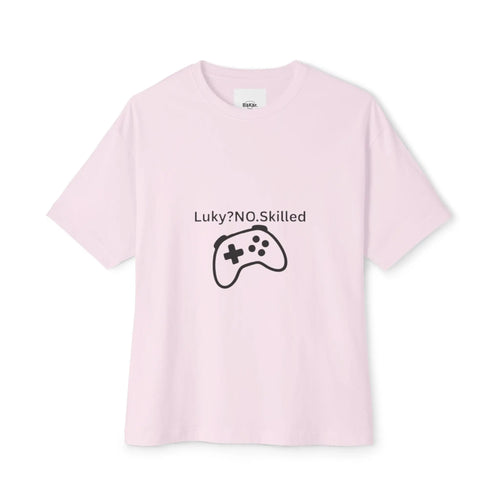 Gaming Controller Tee - "Luky? NO. Skilled" Oversized Boxy T-Shirt Printify