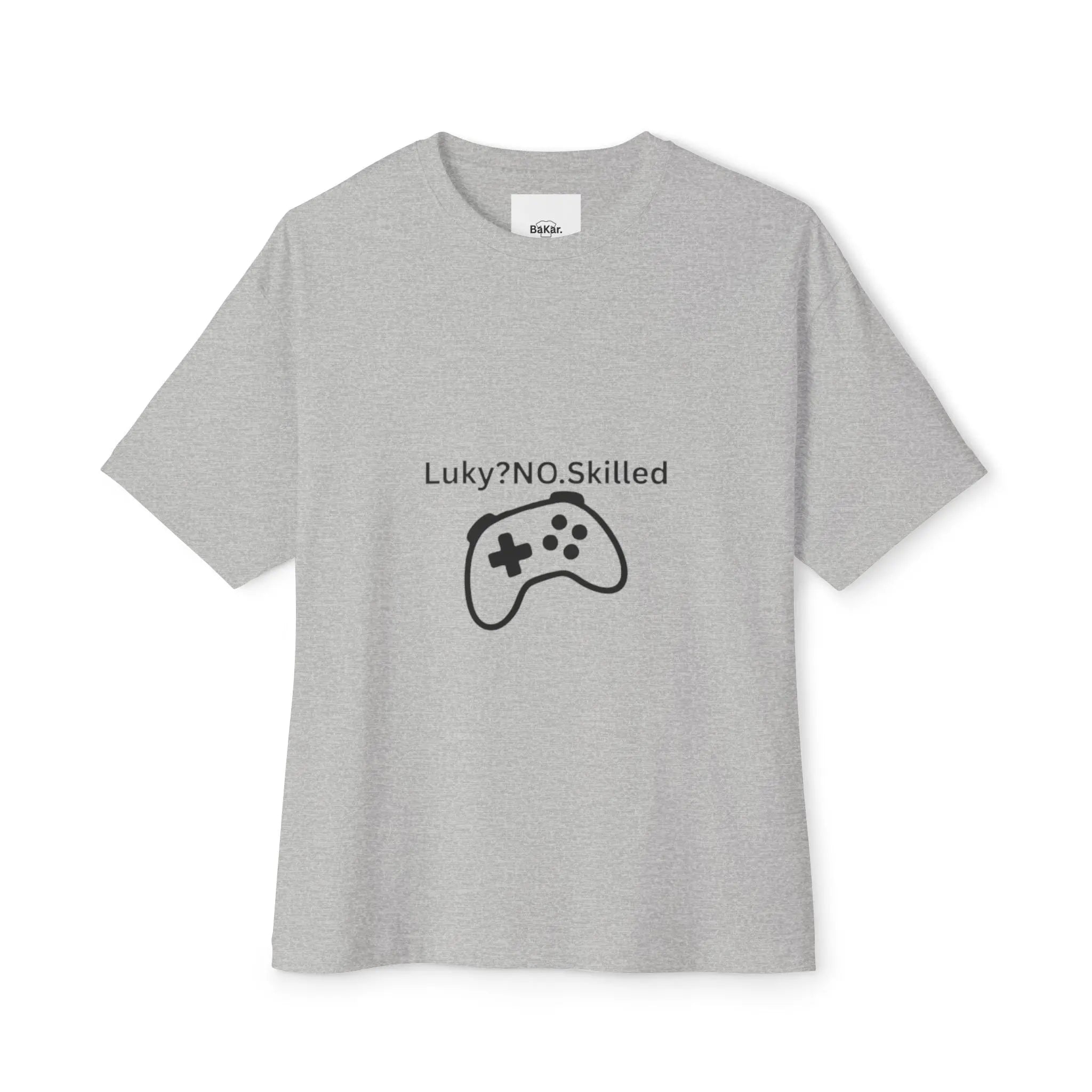 Gaming Controller Tee - "Luky? NO. Skilled" Oversized Boxy T-Shirt Printify