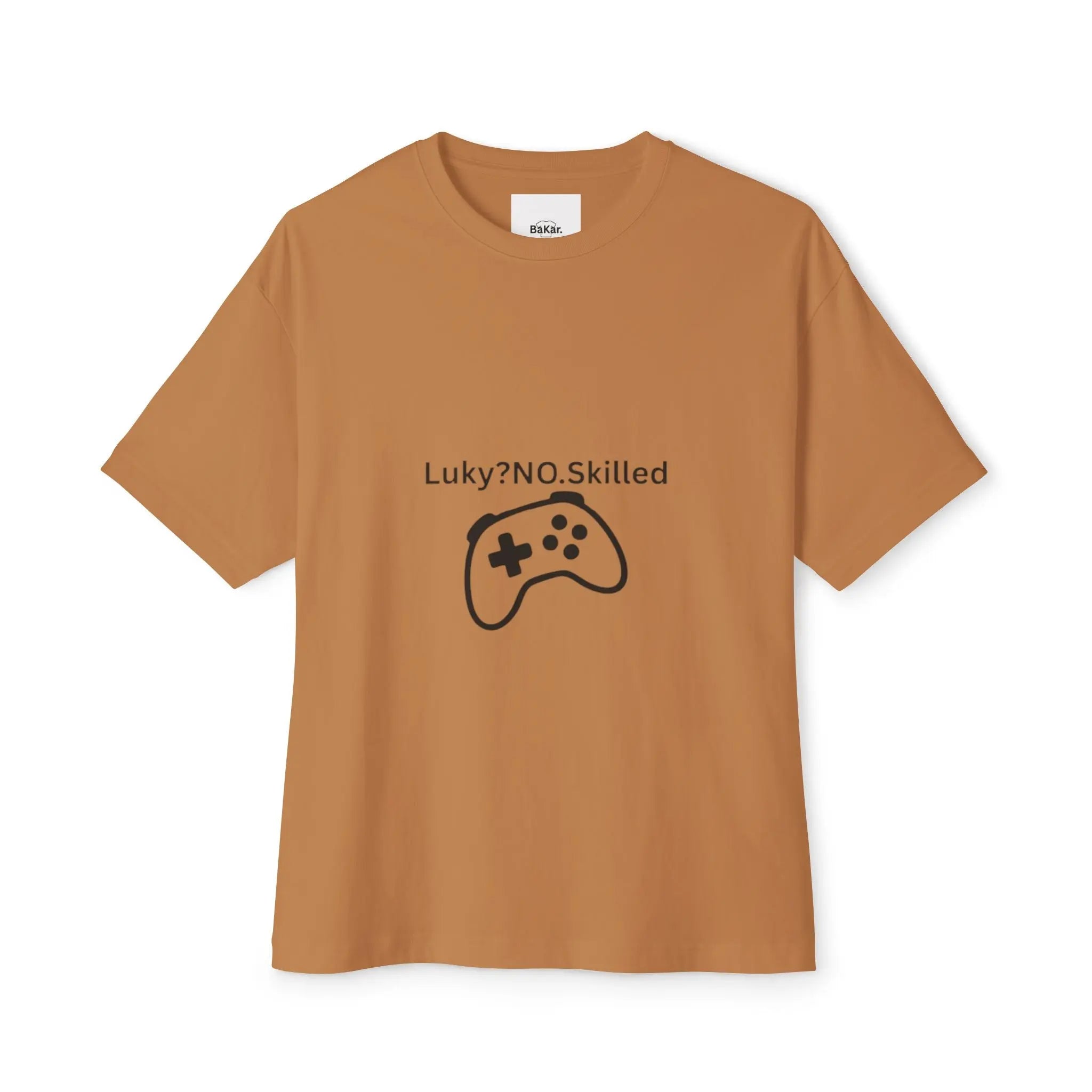 Gaming Controller Tee - "Luky? NO. Skilled" Oversized Boxy T-Shirt Printify