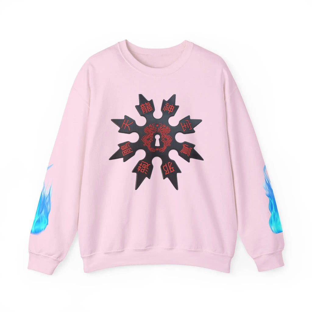 Anime Titan Graphic Sweatshirt — Blue Flame Sleeve Crewneck Printify