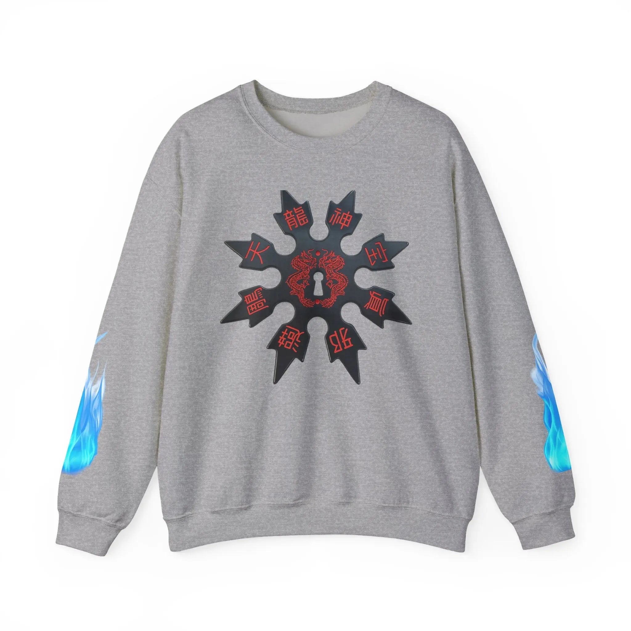 Anime Titan Graphic Sweatshirt — Blue Flame Sleeve Crewneck Printify
